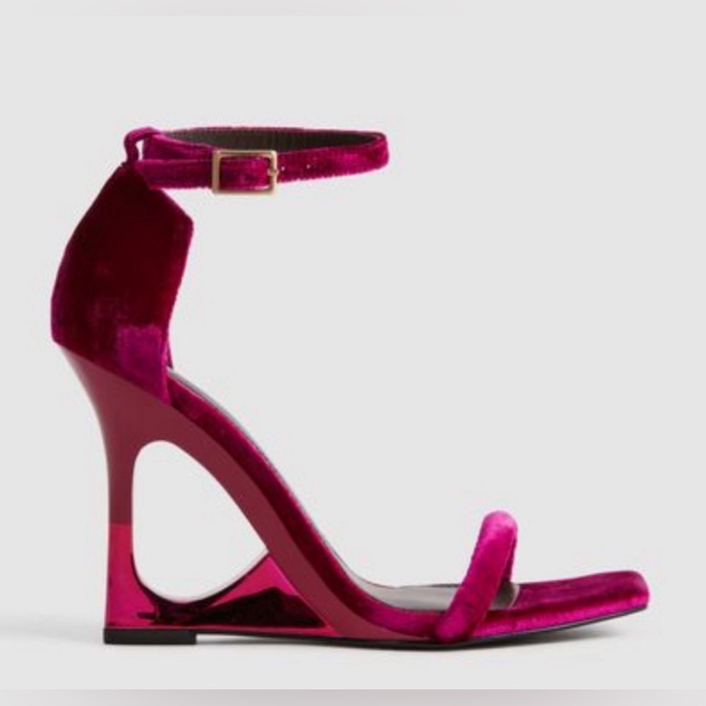 Reiss London Cora Velvet Strappy Wedge Heels NWT